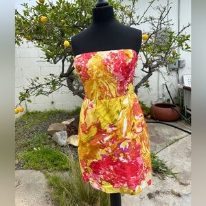 Vintage Jcrew strapless silk dress.